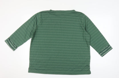 Womens UK Size XL Country Rose Green Basic T-Shirt