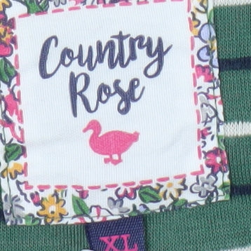 Womens UK Size XL Country Rose Green Basic T-Shirt