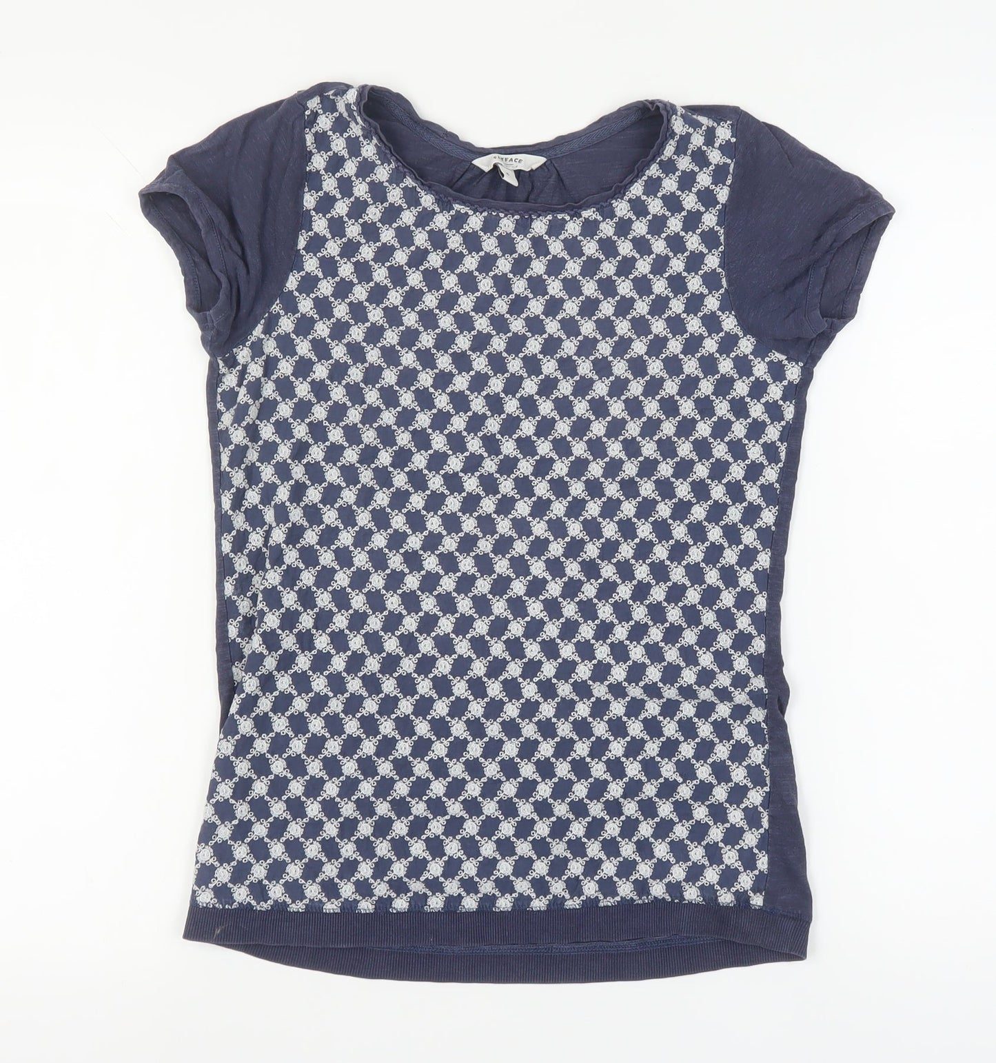 Fatface Women's Blue Geometric T-Shirt, Size 6