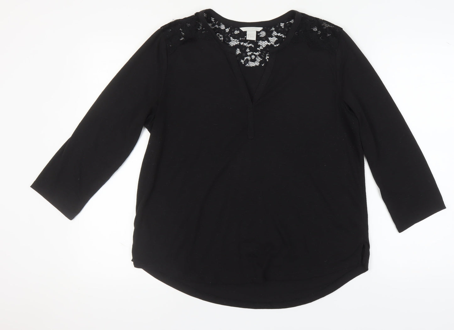 Womens UK Size L H&M Black Basic Blouse