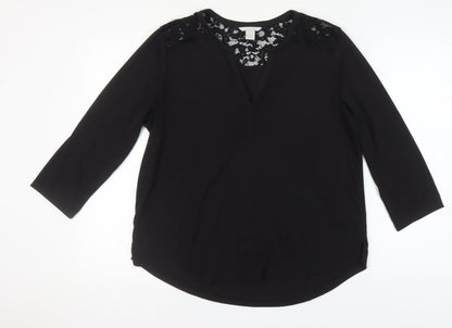 Womens UK Size L H&M Black Basic Blouse
