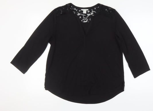 Womens UK Size L H&M Black Basic Blouse