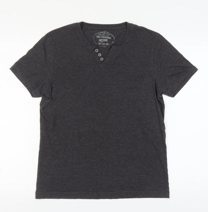 Red Herring Men's Grey Henley T-Shirt - Medium