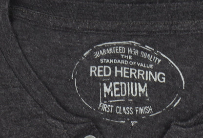 Red Herring Men's Grey Henley T-Shirt - Medium