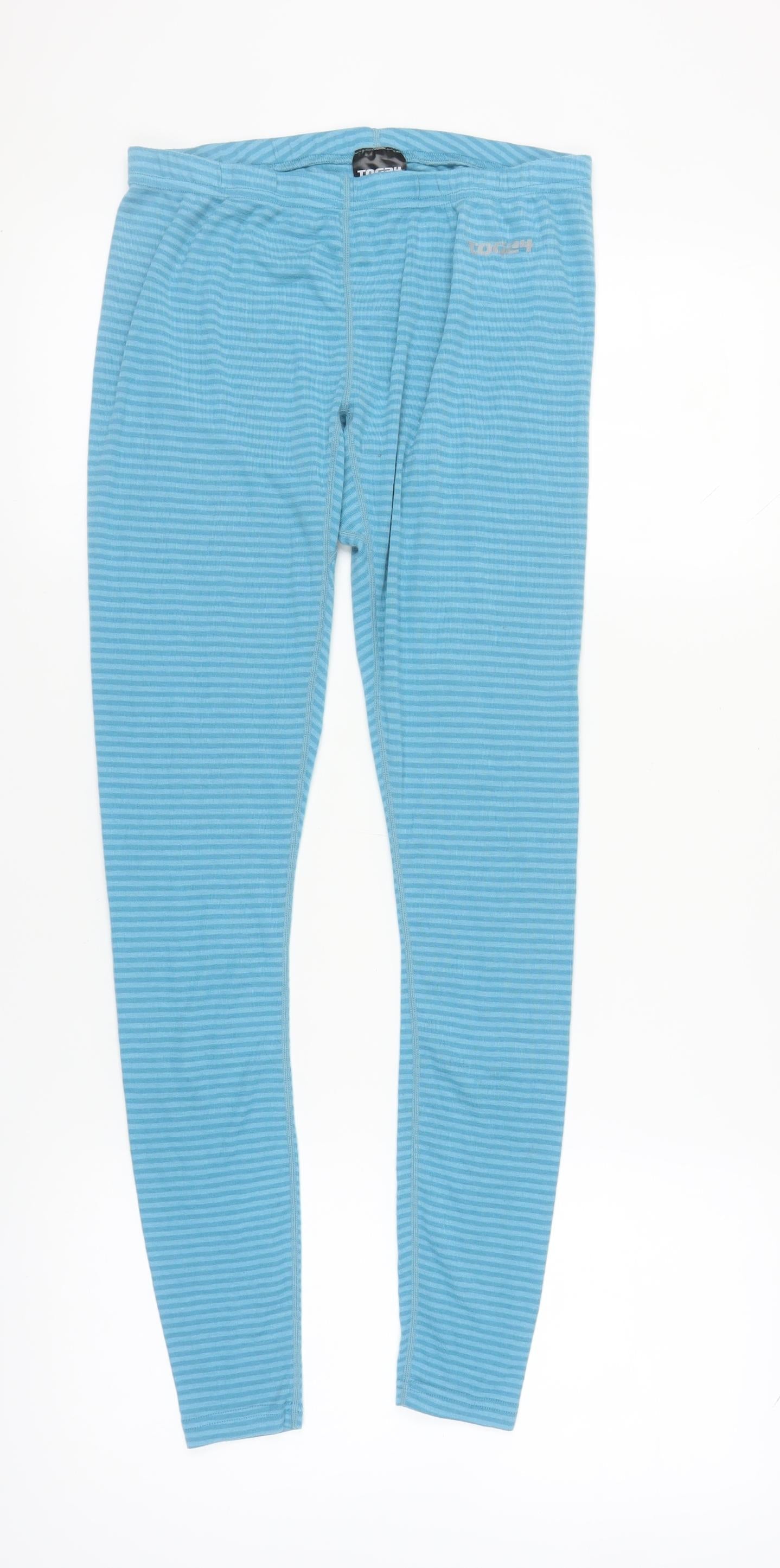 TOG24 Women's Blue Striped Leggings Size 10 Activewear