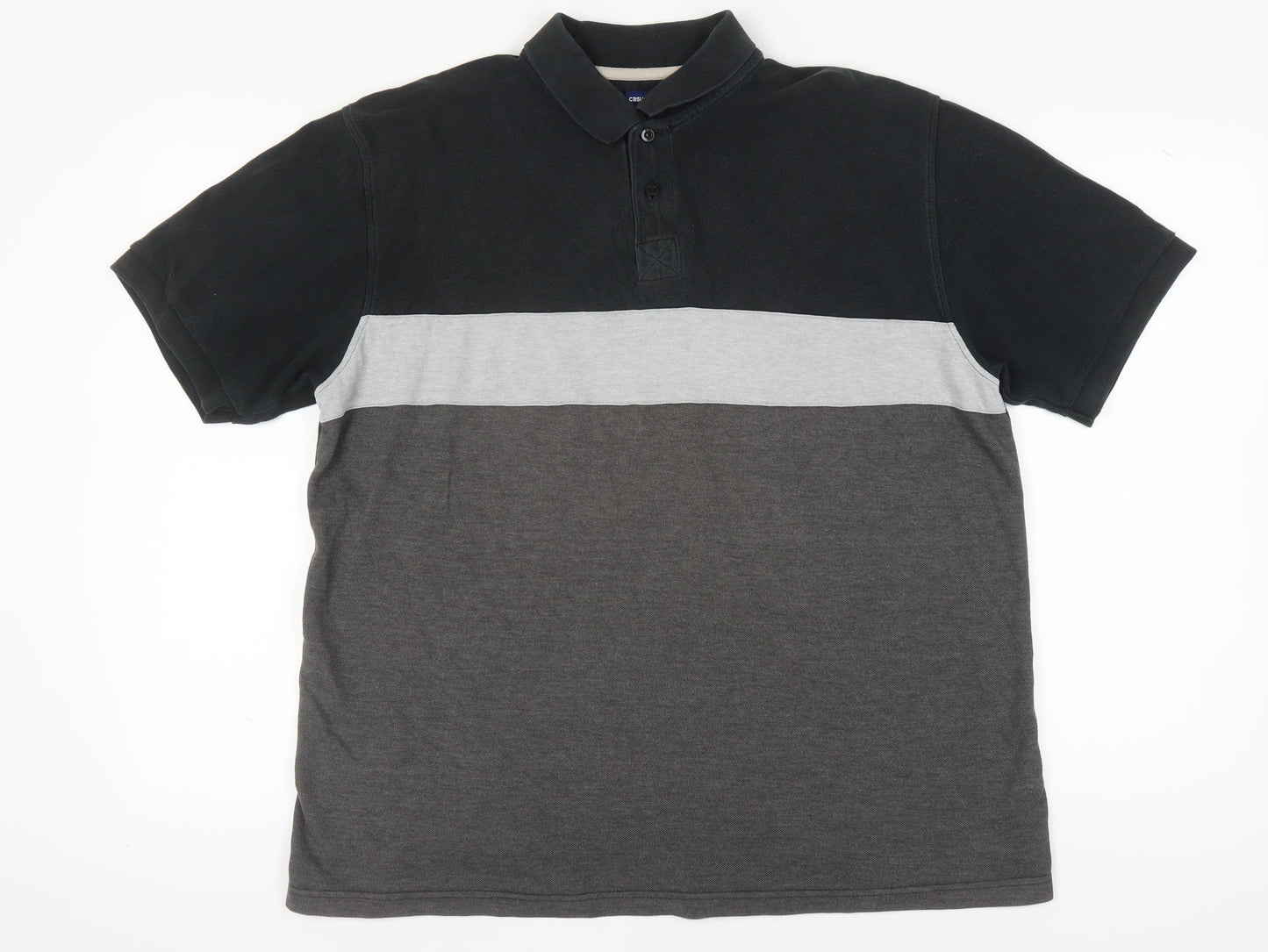 Casual Club Men's Black Colourblock Polo Shirt L