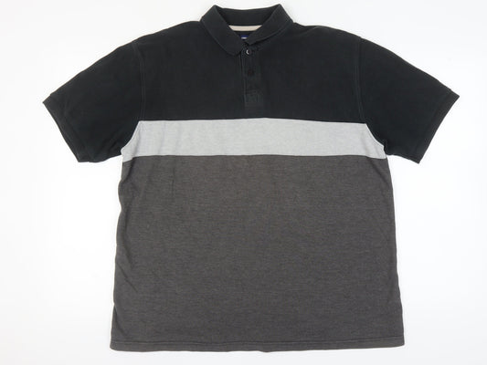 Casual Club Men's Black Colourblock Polo Shirt L
