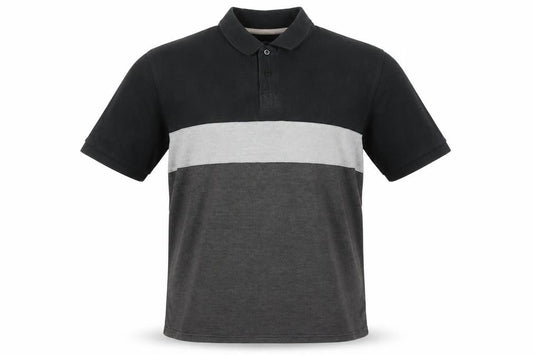 Front view of Casual Club Men's Black Colourblock Polo Shirt L