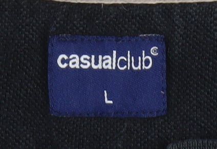 Casual Club Men's Black Colourblock Polo Shirt L