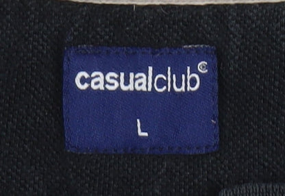 Casual Club Men's Black Colourblock Polo Shirt L