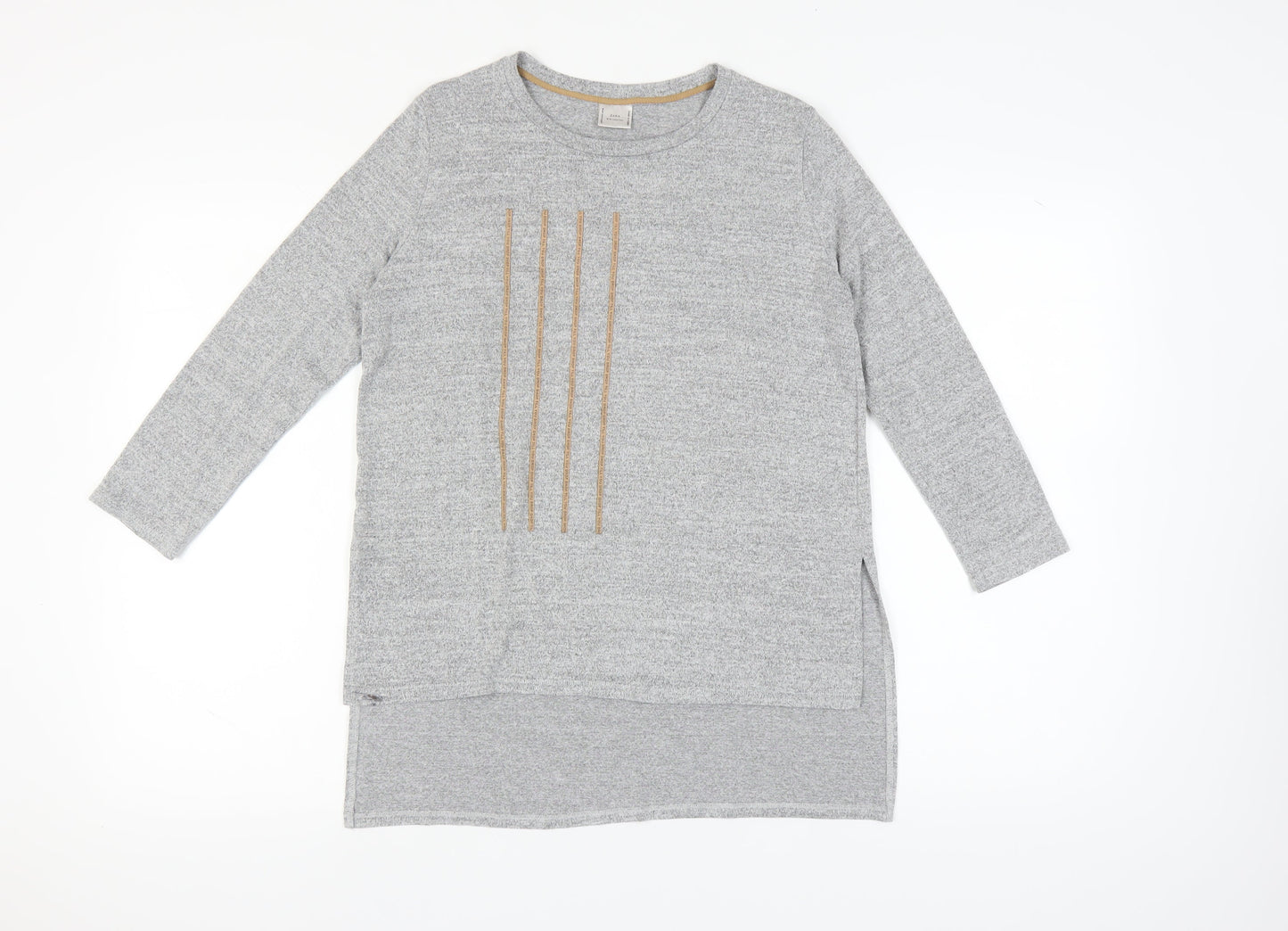 Womens UK Size 10 Zara Grey Basic T-Shirt