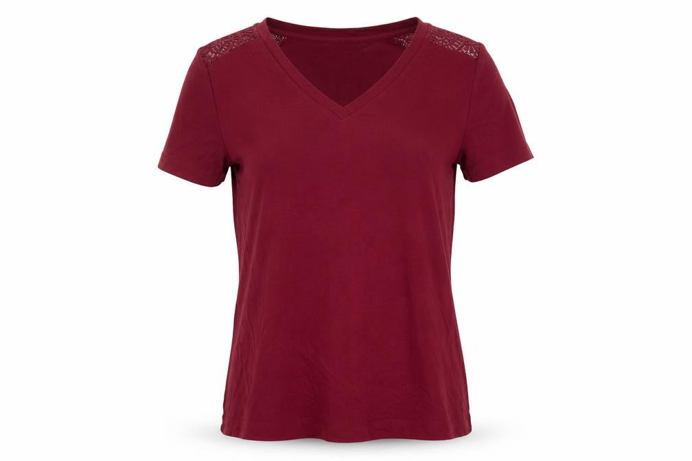 Marks and Spencer Red Women's Basic V-Neck T-Shirt S