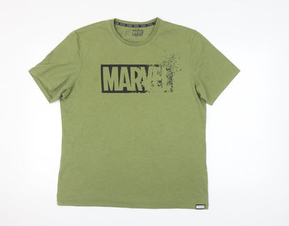 Unisex Adults UK Size XL Marvel Green Basic T-Shirt