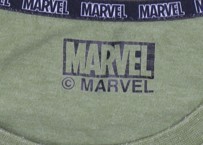 Unisex Adults UK Size XL Marvel Green Basic T-Shirt
