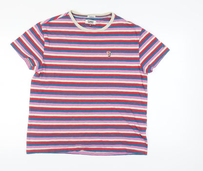 Tommy Jeans Men's Multicoloured Striped T-Shirt M