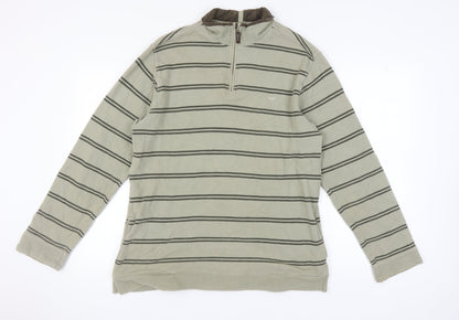 Wolsey Men's Beige Striped 1/4 Zip Sweatshirt M