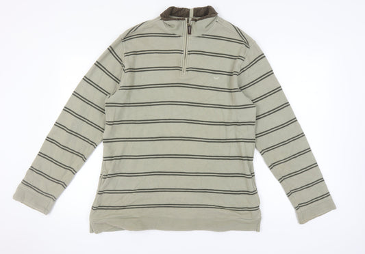 Wolsey Men's Beige Striped 1/4 Zip Sweatshirt M