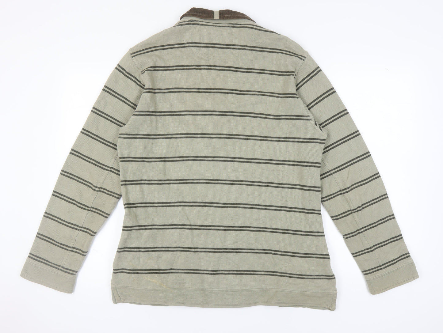 Wolsey Men's Beige Striped 1/4 Zip Sweatshirt M