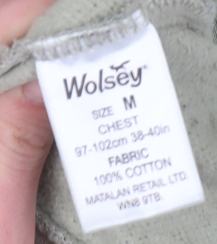 Wolsey Men's Beige Striped 1/4 Zip Sweatshirt M