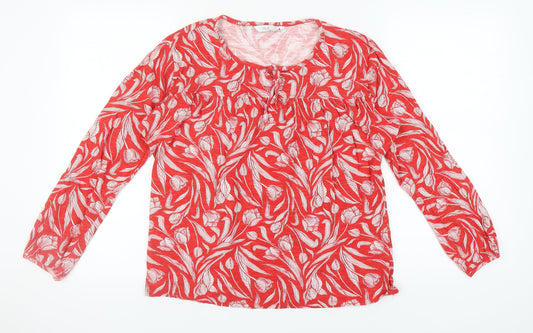 ISLE Women's Red Floral Cotton Blouse, Size L