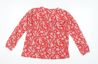 ISLE Women's Red Floral Cotton Blouse, Size L