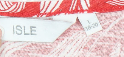 ISLE Women's Red Floral Cotton Blouse, Size L