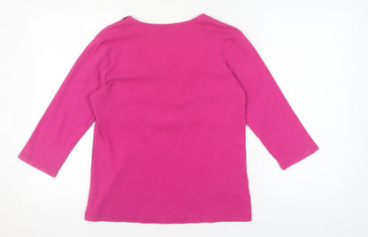 M&Co Women's Pink XL Floral Jersey Blouse