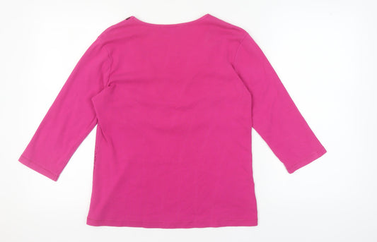 M&Co Women's Pink XL Floral Jersey Blouse