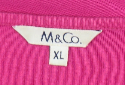 M&Co Women's Pink XL Floral Jersey Blouse