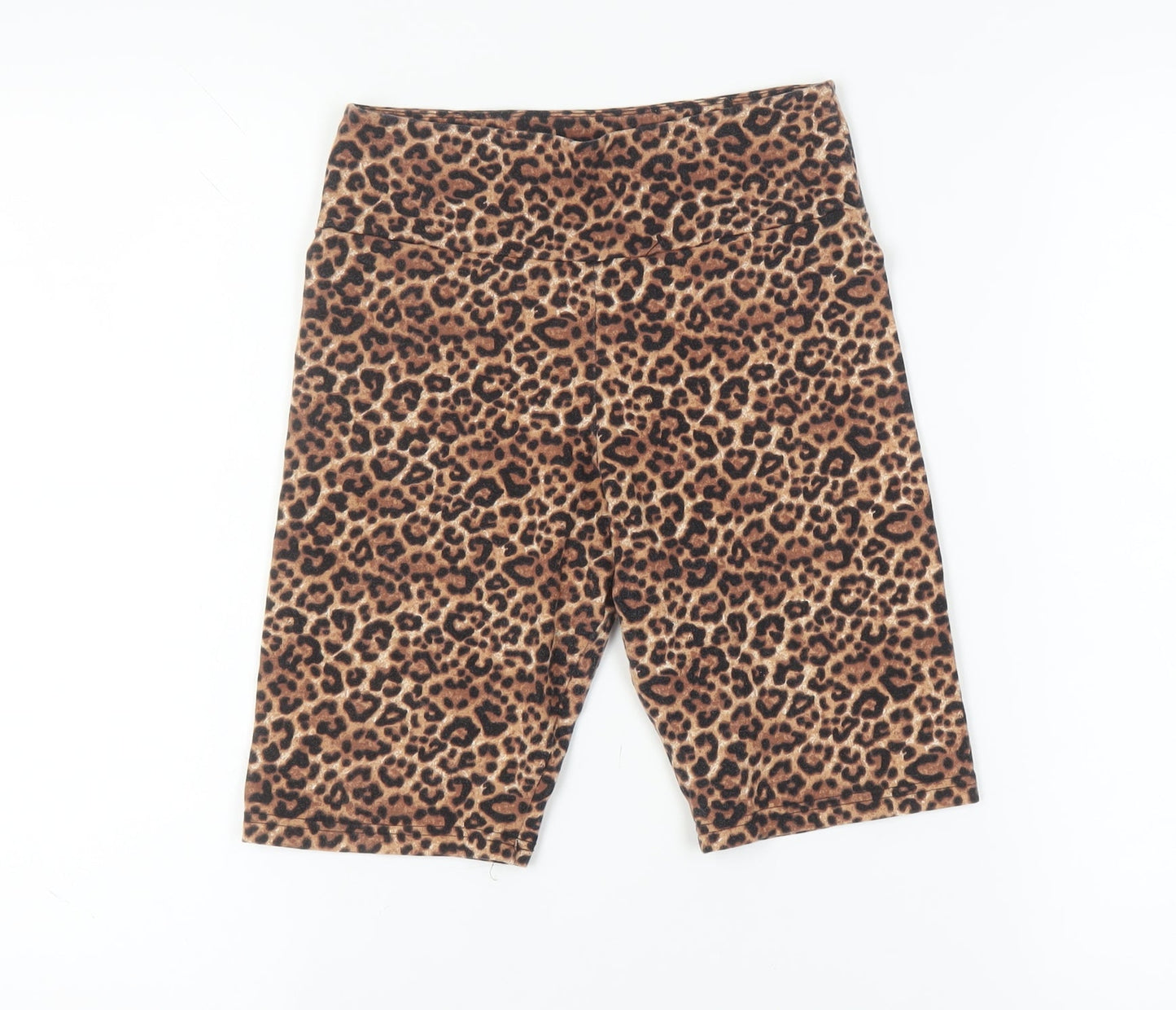 Monki Women's Biker Shorts, Animal Print, Small, Brown