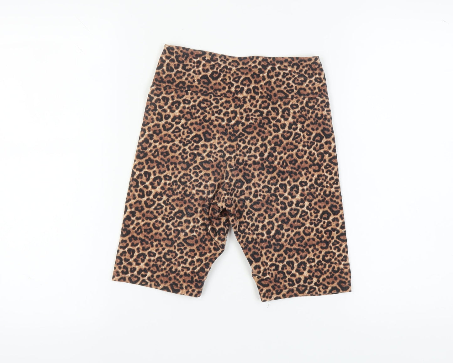 Monki Women's Biker Shorts, Animal Print, Small, Brown