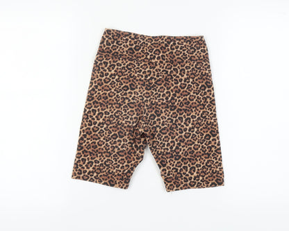 Monki Women's Biker Shorts, Animal Print, Small, Brown