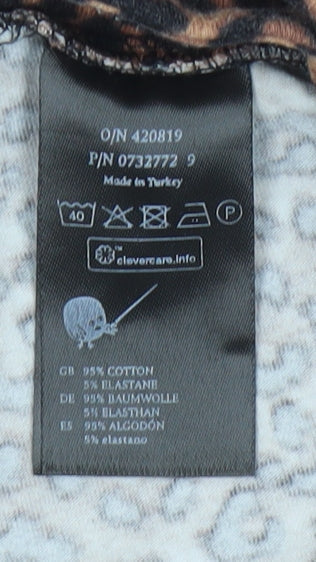 Monki Women's Biker Shorts, Animal Print, Small, Brown