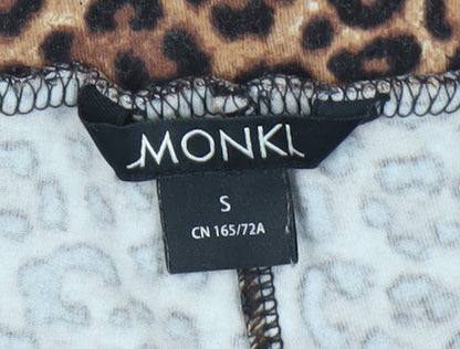 Monki Women's Biker Shorts, Animal Print, Small, Brown