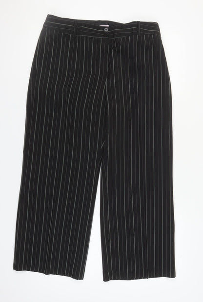 Simply Be Women's Black Striped Trousers 16