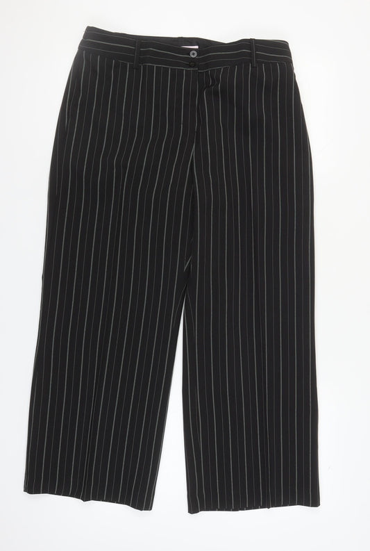 Simply Be Women's Black Striped Trousers 16