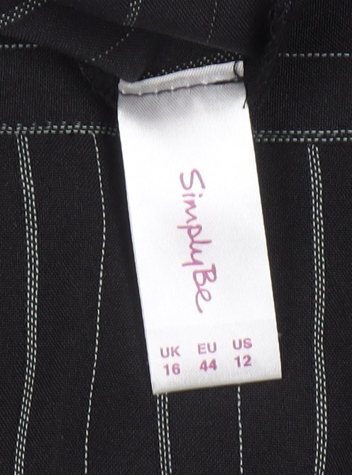 Simply Be Women's Black Striped Trousers 16