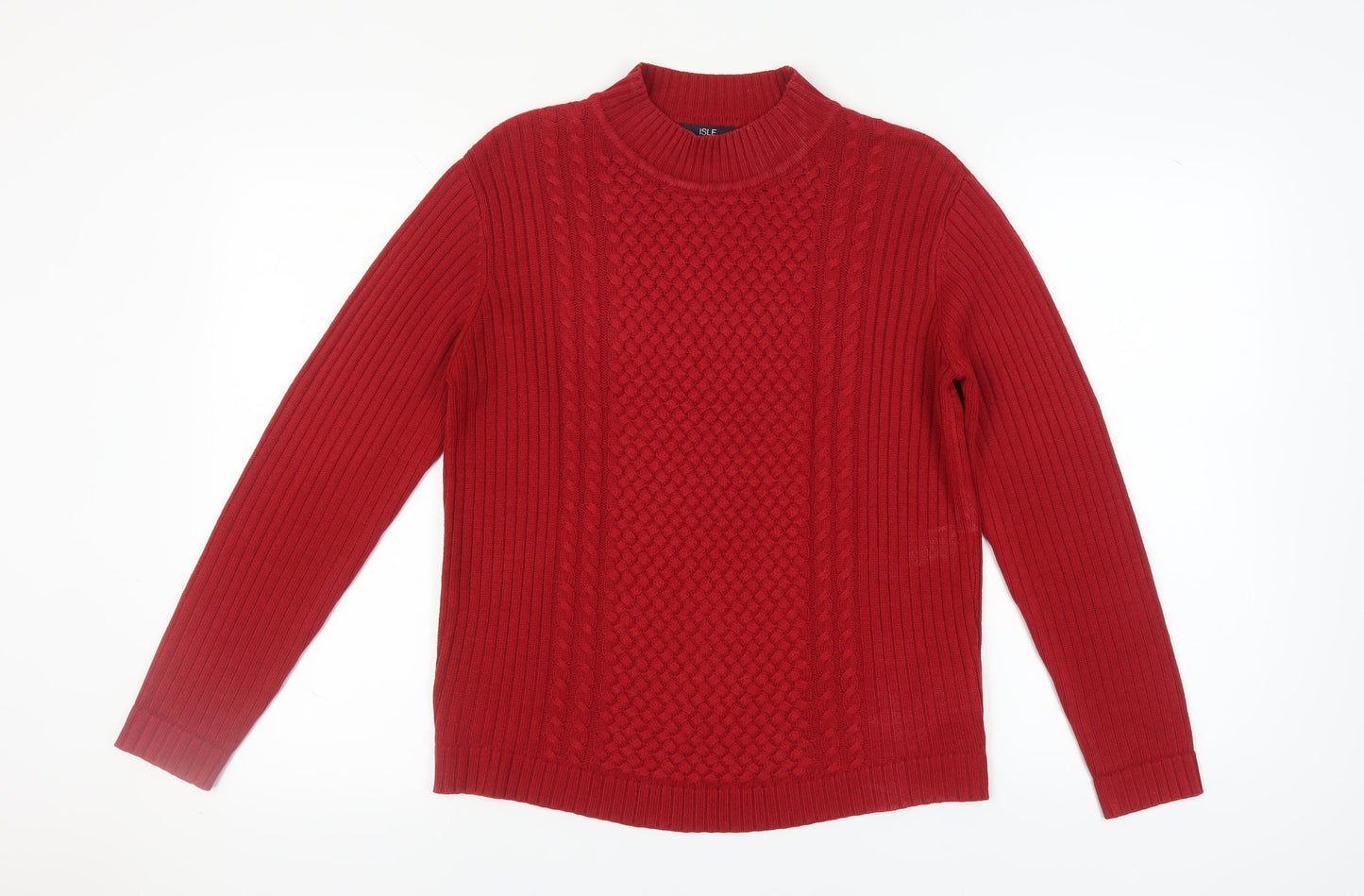 Womens UK Size M ISLE Red Pullover Jumper