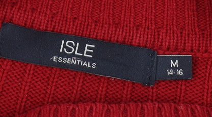 Womens UK Size M ISLE Red Pullover Jumper