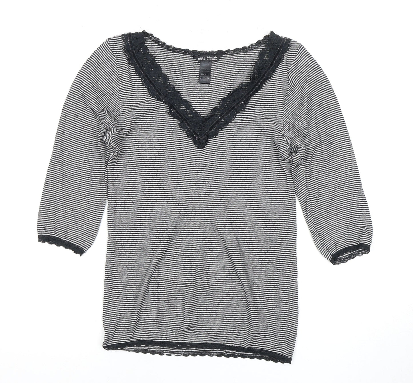 Womens UK Size 12 Marks and Spencer Black  T-Shirt