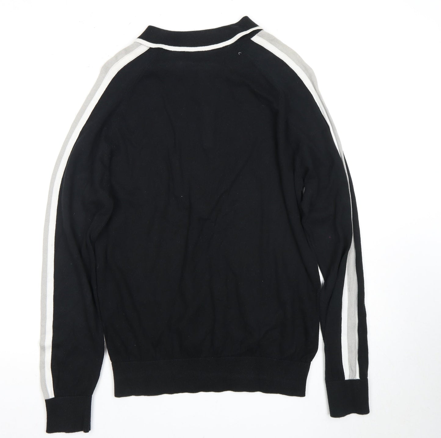 Brave Soul Men's Black Long Sleeve Polo Shirt L