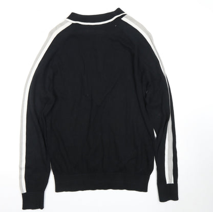 Brave Soul Men's Black Long Sleeve Polo Shirt L