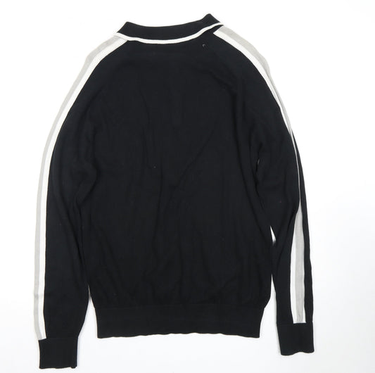 Brave Soul Men's Black Long Sleeve Polo Shirt L