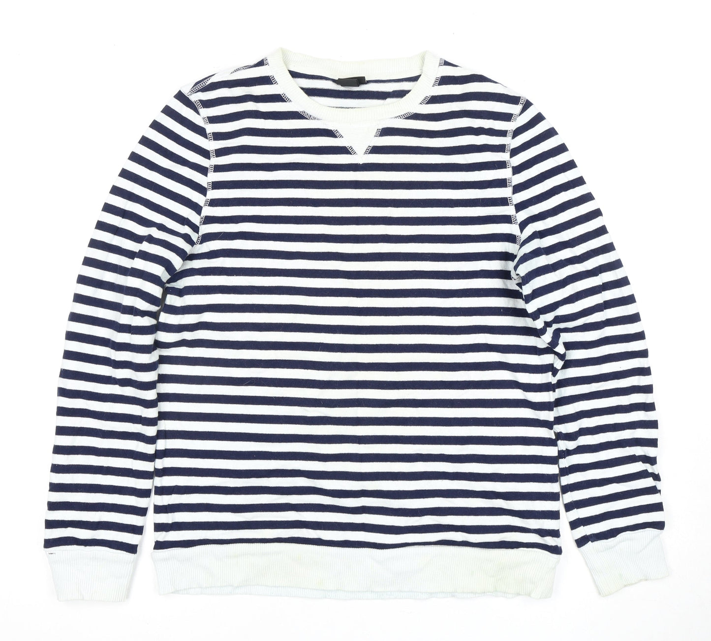 H&M Unisex Blue Striped Pullover Sweatshirt Size 12