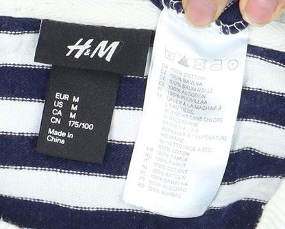 H&M Unisex Blue Striped Pullover Sweatshirt Size 12