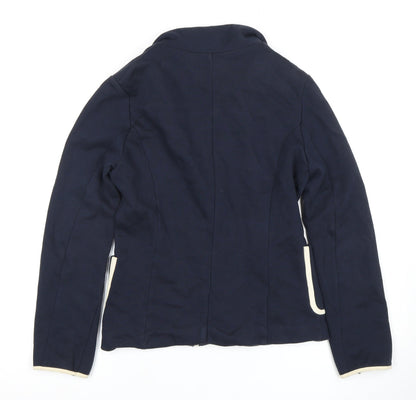 Mango Women's Blue Blazer, Size 10, Two-Button, Cotton