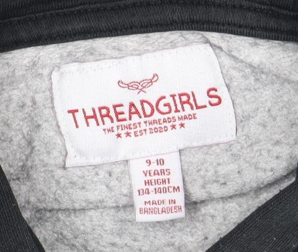 THREEADGIRLS Boys Grey & Black Pullover Hoodie 9-10Y