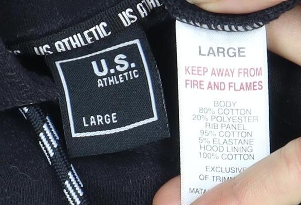 U.S. Athletic Men's Large Black Full Zip Hoodie