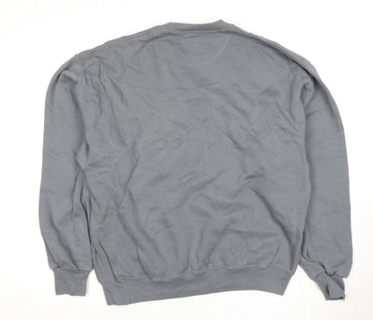 Mens UK Size L JERZEES Grey Pullover Sweatshirt