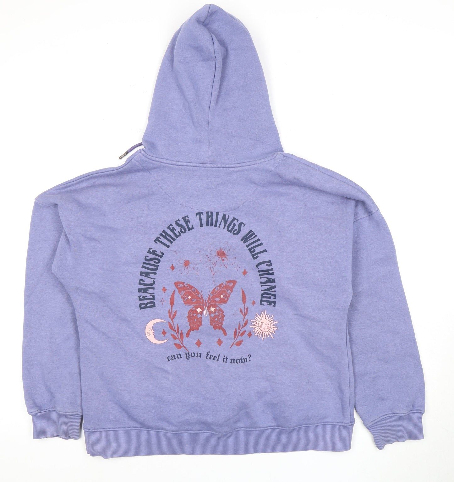 Junkie Women’s Purple Hoodie - Size L, Graphic Print, Casual